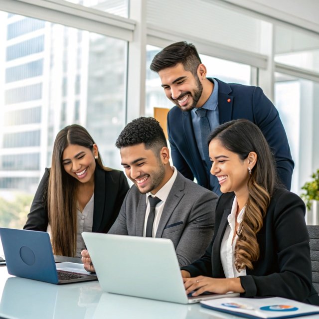 latinos felices trabajando juntos 2